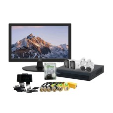 Security / Dahua Small Home / Office Outdoor CC TV Package (2x Bullet CC Camera, 2x Dome CC Camera, 1x XVR, Balun, Adapter, HDD, Monitor)